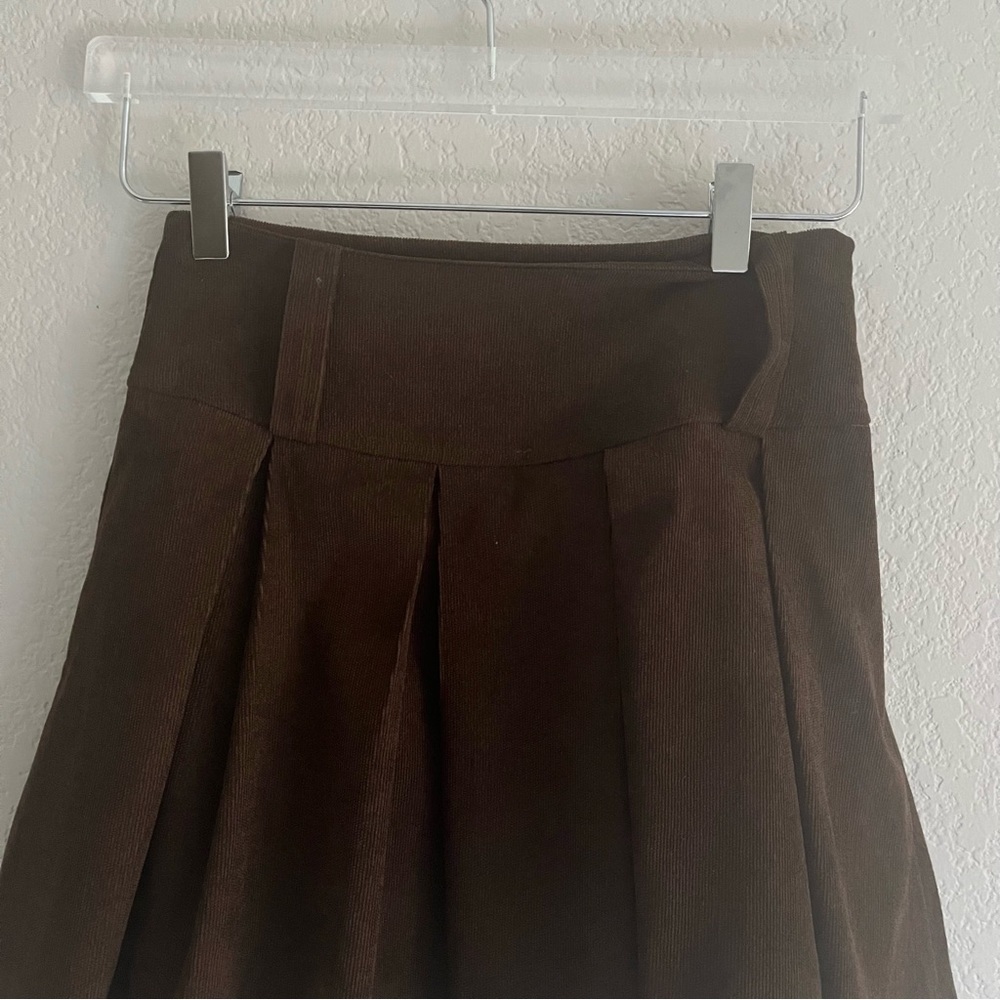 SHEIN Brown Cord Pleated Mini Skirt Extra Small / 2 - Picture 9 of 11